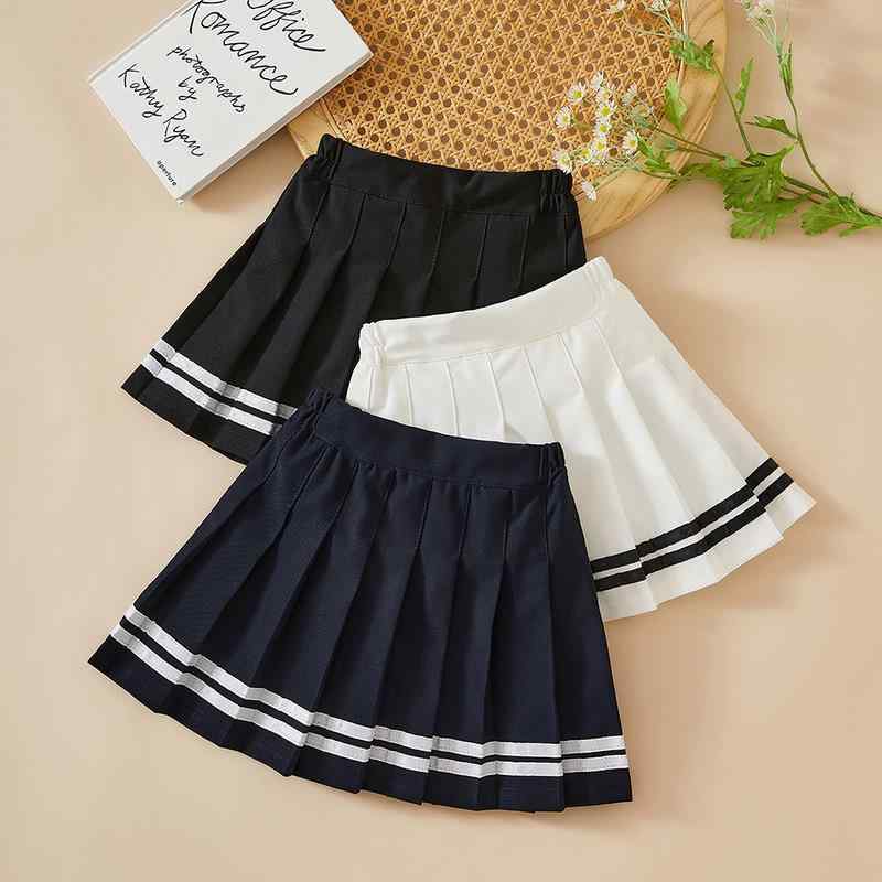 プリーツスカート 女の子 キッズ 小学生 ジュニア 制服 スクール服 スクールスカート 学院風 ミニ丈 ショート丈 紺 ネイビー 無地 綿 コットン 秋冬 フォーマル カジュアル かわいい