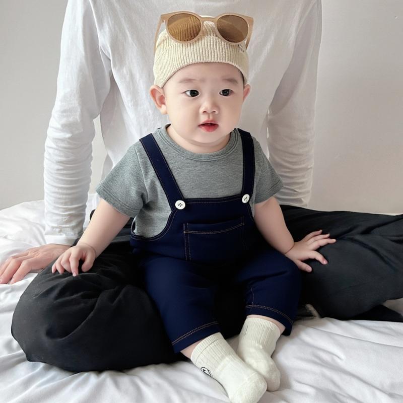 ベビー ロンパース カバーオール 男の子 女の子 夏物 薄手 半袖 紳士風 サロペット風 重ね着風 綿100% コットン Aクラス 通気性 快適 カジュアル 新生児 出産祝い 普段着