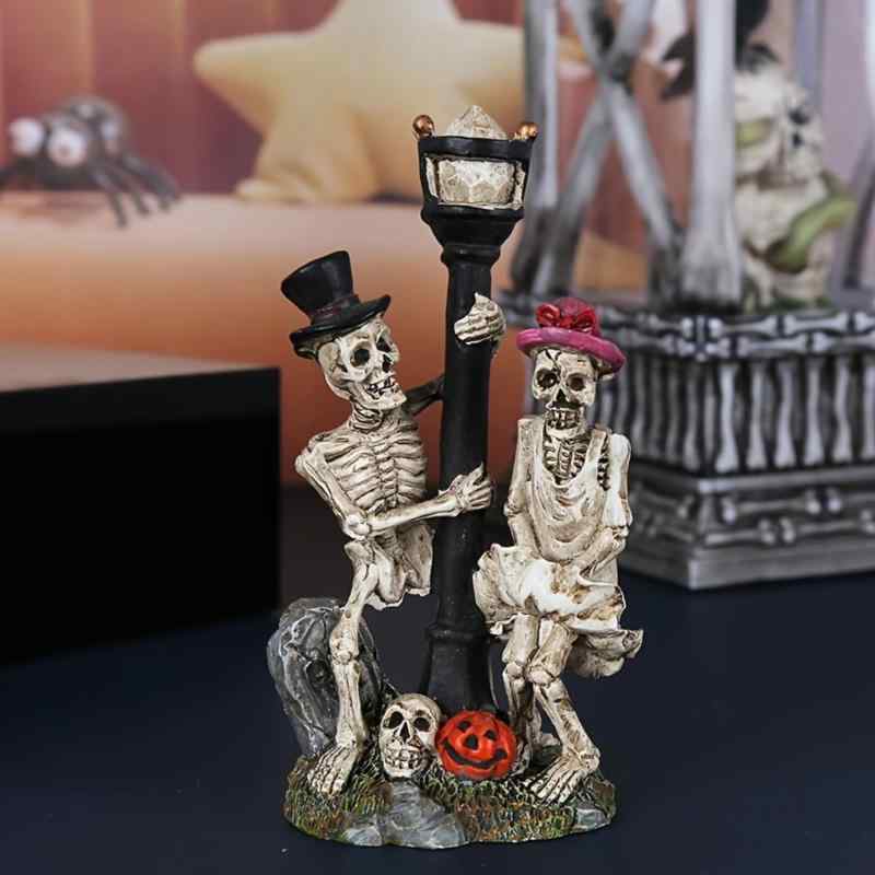 インテリア オブジェ ハロウィン スカル 街灯 フィギュア 樹脂製 置物 デコレーション 玄関 リビング 店舗 イベント飾り おしゃれ ユニーク 雰囲気作り