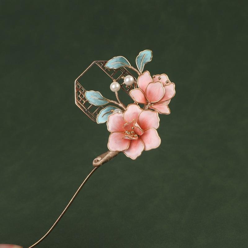 髪飾り 手作り 窓花デザイン シルク かんざし ベルベットフラワー レトロ 古典 中華風 チャイナドレス 漢服用 浴衣 着物 上品 華やか モーブカラー オールシーズン