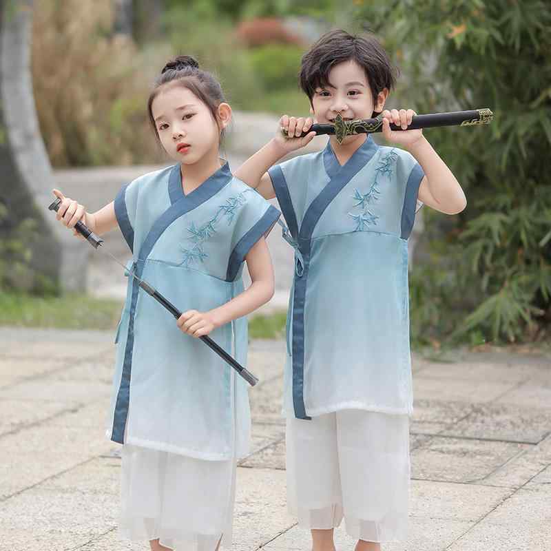 キッズ民族衣装 男女兼用 男の子 女の子 ベビー 漢服 唐装 古典衣装 中国風 柔らかい肌触り 半袖 セットアップ 襦裙 薄手 夏 発表会 イベント衣装
