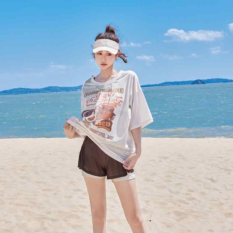 水着 レディース セパレート 3点セット 体型カバー 細見え 谷間メイク 胸パッド付き ノンワイヤー 韓国風 温泉 プール ナイロン スカート付き