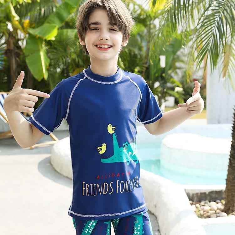 速乾 水着 男の子 キッズ ジュニア セパレート 半袖 ショートパンツ スクール水着 練習用 大きいサイズ ゆったり スイムウェア 小学生 中学生 体型カバー