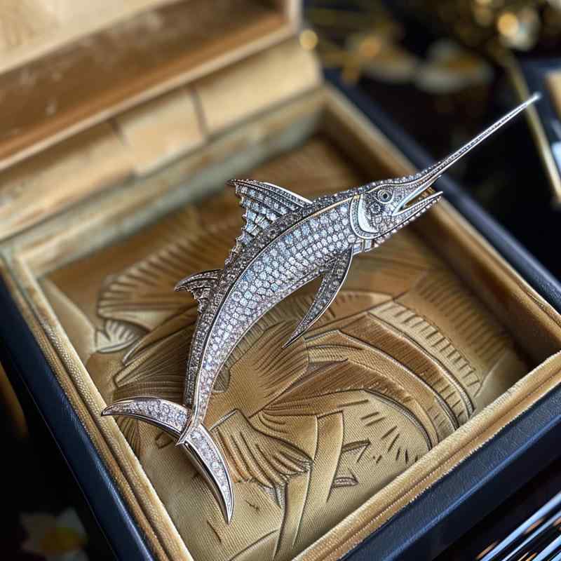 ブローチ レディース 剣魚 海洋生物モチーフ 高級感溢れる 電気メッキ加工 繊細なデザイン 銅製 個性的な装飾品 上品な胸元アクセサリー ギフトにおすすめ
