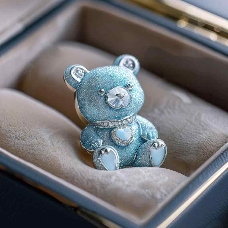 ブローチ レディース かわいい ブルーベア アニマルモチーフ 夢かわいい ファンタジー 高級感 銅製 エナメル加工 オリジナルデザイン 大人可愛い ワンポイント