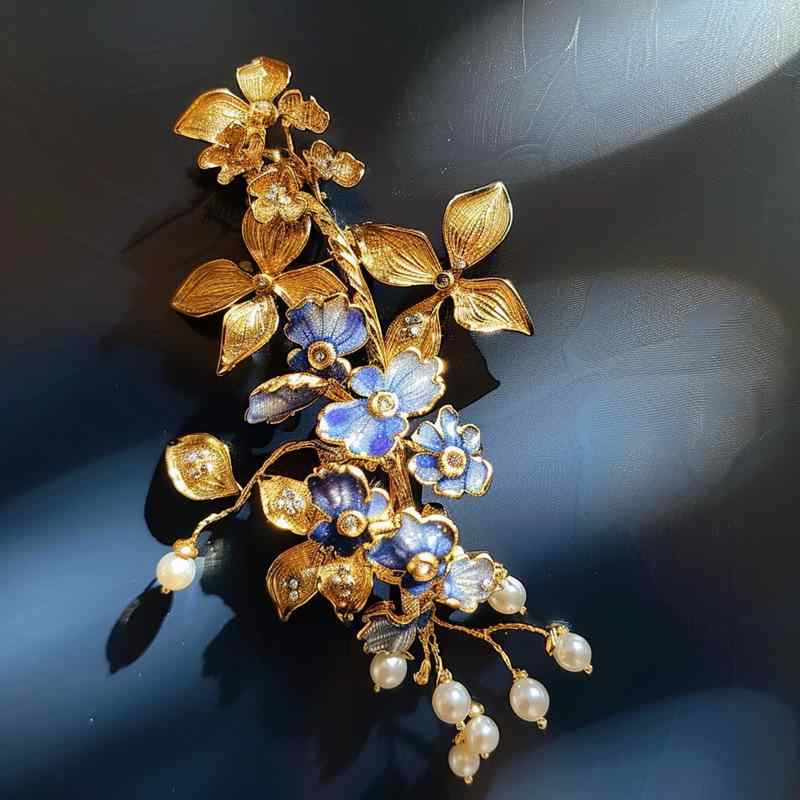 ブローチ レディース 藤の花 デザイン 高級感 エレガント おしゃれ アクセサリー 植物モチーフ 銅製 ゴールドメッキ 電気メッキ加工 プレゼント ギフト