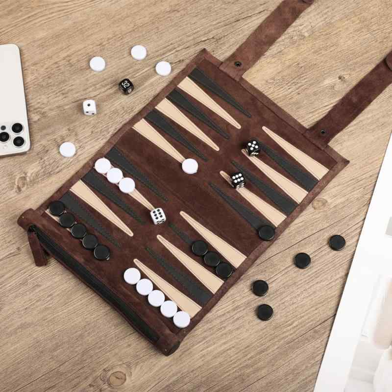 ボードゲーム ポータブル バックギャモン チェス 2in1 両面 スエード アウトドア 旅行 折りたたみ式 アクリル駒付き おしゃれ 高級感