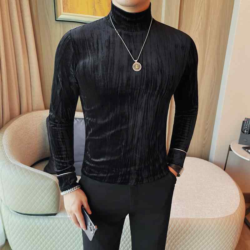 Tシャツ メンズ 厚手 暖かい 通気性 ハイネック 長袖 スリムフィット ボタン袖口 無地 ポリエステル 秋冬 トップス インナー プルオーバー カジュアル デイリー 普段着 ビジカジ 4,899円