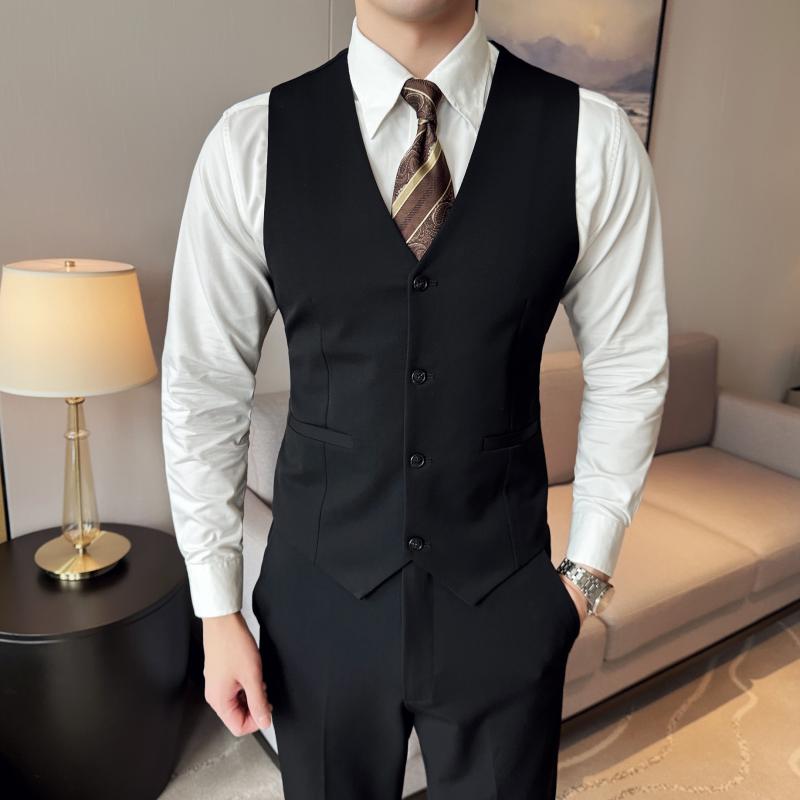 ベスト メンズ ジレ スラックス セットアップ スーツ フォーマル 結婚式 二次会 ビジネス オフィス 通勤 スリムフィット オールシーズン シワになりにくい ポリエステルの