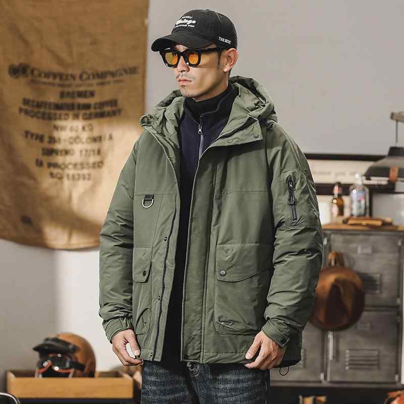 ダウンジャケット メンズ 防寒 保温 厚手 フード付き 90%白ダックダウン 多ポケット ゆったり オーバーサイズ ロング丈 ジップアップ アウトドア マウンテンパーカー ワークスタイル カジュアル 秋冬｜モズラボ