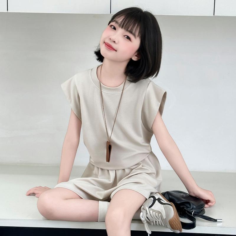 キッズ 女の子 セットアップ 半袖 ショートパンツ 2点セット 韓国風 ゆったり カジュアル 夏物 ジュニア 薄手 柔らかい肌触り 綿 ルームウェア 普段着 お出かけ 通学