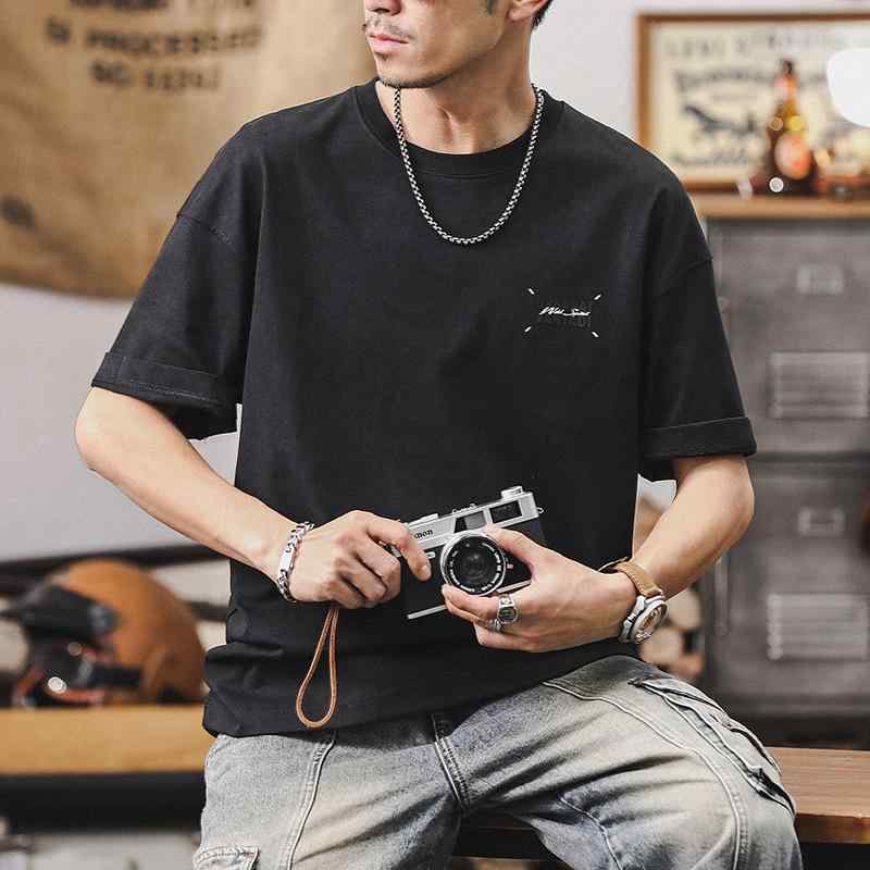 Tシャツ メンズ 接触冷感 抗菌 ダブルガーゼ ヘビーウェイト コーマ綿 アメカジ タイダイ染め ロゴプリント ゆったり ルーズフィット ドロップショルダー 半袖 クルーネック デイリーユース 4,994円