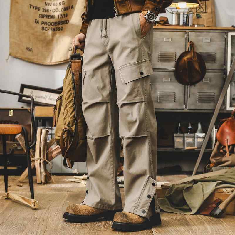 ワークパンツ メンズ ゆったり ストレート カーゴパンツ アメリカンヴィンテージ カジュアル ロングパンツ 形態安定 耐久性 ウォッシュドコットン 微ストレッチ 秋冬