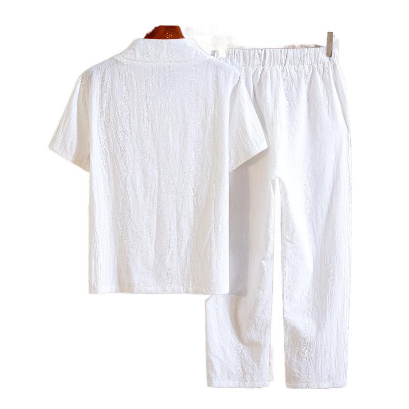 セットアップ メンズ 中華風 漢服 唐装 夏 リネンライク 半袖Tシャツ 九分丈パンツ 2点セット 涼しい 部屋着 ルームウェア カジュアル ゆったり リラックス 4,484円