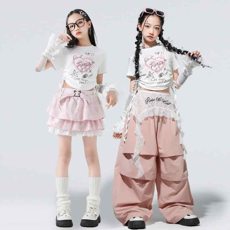 ダンスウェア 女の子 キッズ ジャズダンス ヒップホップ ストリート セットアップ クロップド丈 発表会 ステージ衣装 レッスン着 ポリエステル 吸汗速乾