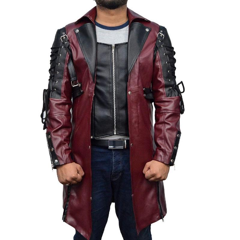 メンズ レザージャケット ハロウィン 中世 スチームパンク ゴシック コスプレ 仮装 イベント衣装 PUレザー ロング丈 テーラードカラー ジップアップ ゆったり 秋冬アウター｜モズラボ