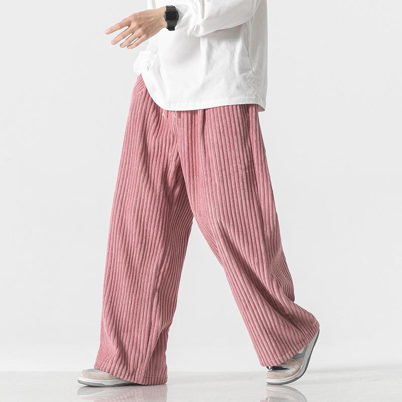 カジュアルパンツ メンズ コーデュロイ ワイドパンツ ストレート 無地 ビッグサイズ ゆったり レトロ カジュアル 春 ミドルウエスト 綿 ウォッシュ加工
