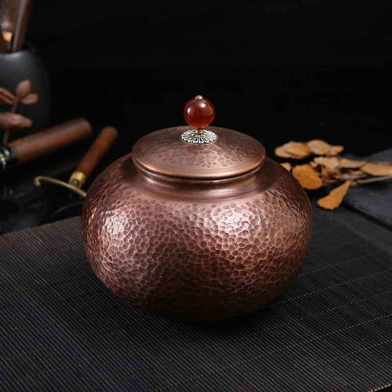茶缶 銅製 大静電容量 1.3L 錘紋 紫銅 中式 レトロ 密閉 保護すること入れもの 茶筒 茶器 差し上げ物 事務室 書屋
