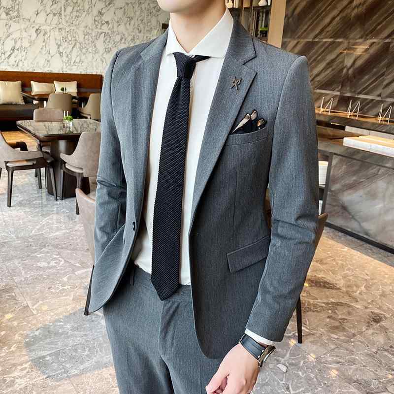 スーツ メンズ 男性用 薄手 軽量 スリム ビジネス カジュアル 通勤 オフィス フォーマル 結婚式 披露宴 二次会 パーティー 礼服 タキシード 春秋 オールシーズン対応 スリムフィット 2点セット セットアップ シングル1つボタン