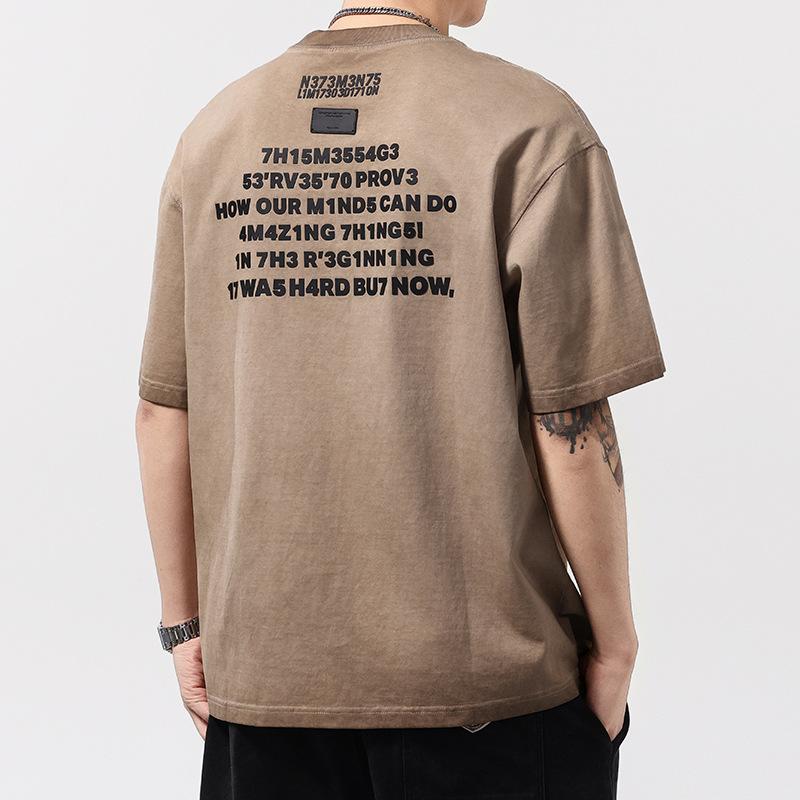 Tシャツ メンズ 綿100% 透気性 ヘビーウェイト 半袖 ロゴプリント アメリカンカジュアル オーバーサイズ ゆったり クルーネック 丸首 春夏 カジュアル 普段使い