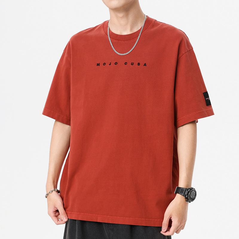 Tシャツ メンズ 半袖 260g ヘビーウェイト 吸湿速乾 高密度刺繍 プリント 綿100% クルーネック ゆったり カジュアル アメカジ 春夏