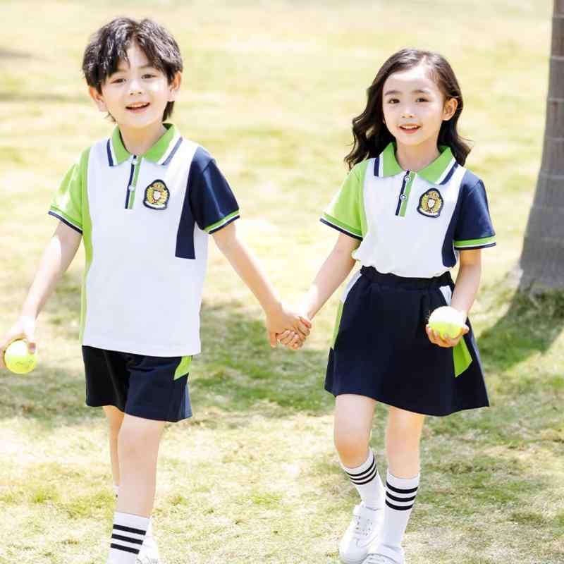 スクールユニフォーム キッズ 男女兼用 小学生 ジュニア 春夏 半袖 セットアップ 運動会 体育祭 学院風 卒業式 入学式 発表会 吸汗速乾 柔らかい 綿 カジュアル スポーティー おしゃれ