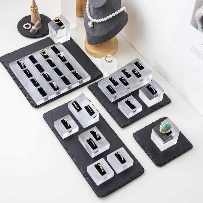 アクセサリースタンド 指輪 リング アクリル製 ジュエリーディスプレイ トレイ ショップ用 収納 陳列 展示 コレクション 撮影用小物 おしゃれ シンプル 北欧風 複数セット 組み合わせて使える