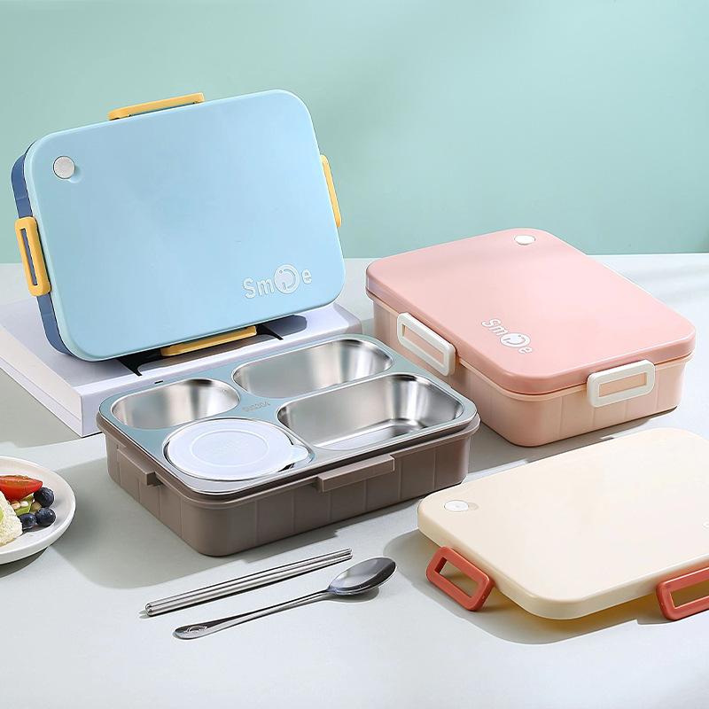 弁当箱 通勤 オフィス 持ち運び 304ステンレス製 スクエア型 密閉式 仕切り付き 鮮度保持 一段 大容量 おしゃれ スタイリッシュ ランチボックス