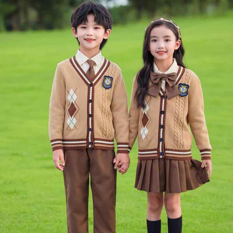 スクールニットセーター キッズ 男女兼用 英国風 学院スタイル 春秋 幼稚園 小学生向け 制服 発表会 フォーマル コットンブレンド