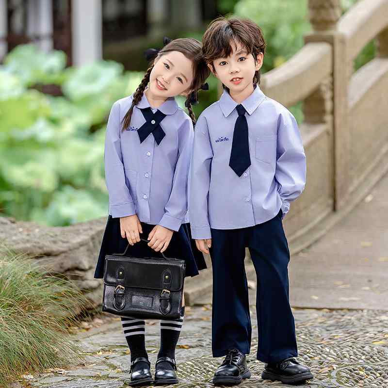 校服 キッズ ジュニア 男の子 女の子 小学生 中学生 幼稚園 園児 学院風 ブリティッシュテイスト セットアップ 上下セット 長袖シャツ ロングパンツ 春秋 発表会 入園式 入学式 卒業式 綿 コットン 柔らかな肌触り