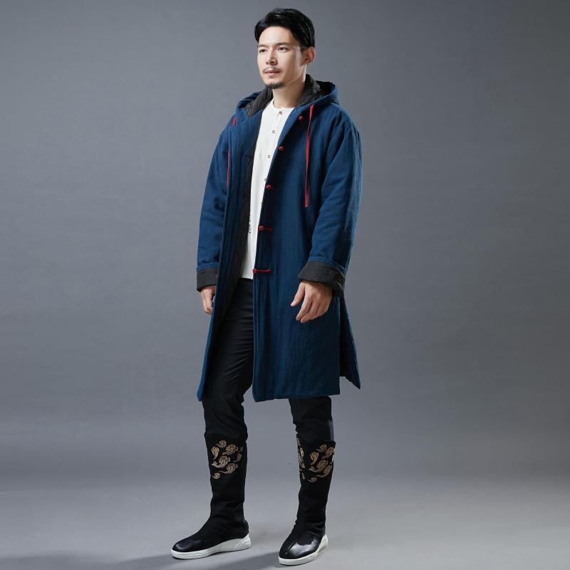 中綿ジャケット メンズ ロング丈 フード付き シングルボタン サイドポケット ゆったり カジュアル 防寒 保温 アウター 中綿コート 秋冬 ブラック ダークレッド ネイビー ビッグサイズ｜モズラボ