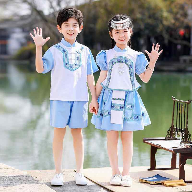 民族衣装 キッズ 子供 園児 小学生 男女兼用 ダンス 発表会 舞台 演出 イベント 夏服 セットアップ 上下セット 綿 コットン 柔らか 肌触り 快適 パフォーマンス