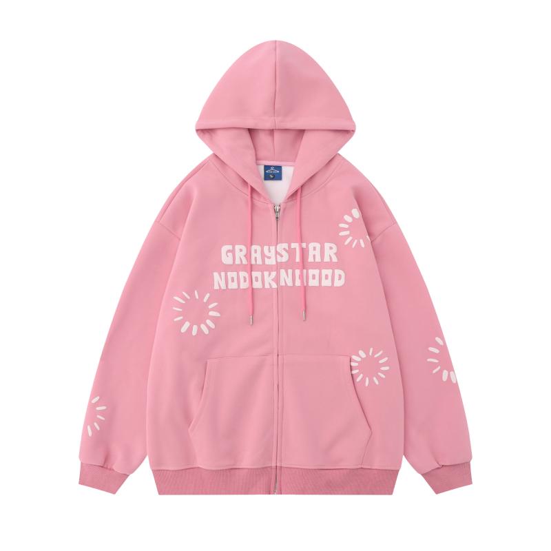 パーカー 男女兼用 ユニセックス ゆったり ルーズ オーバーサイズ 発泡プリント ローディングアイコン デザイン アメリカン レトロ ストリート系 ジップアップ 春秋 カジュアル カップル ペア アウター ジャケット
