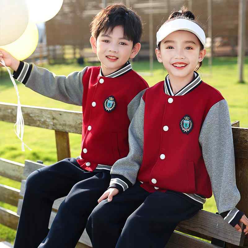 校服 キッズ 男女兼用 幼稚園 小学生 春秋冬 スクールユニフォーム イギリス風 学院風 スポーツウェア 4点セット 長袖 長パンツ セットアップ 綿素材 柔らか 肌触り クラス服 通学 体育 普段着 カジュアル