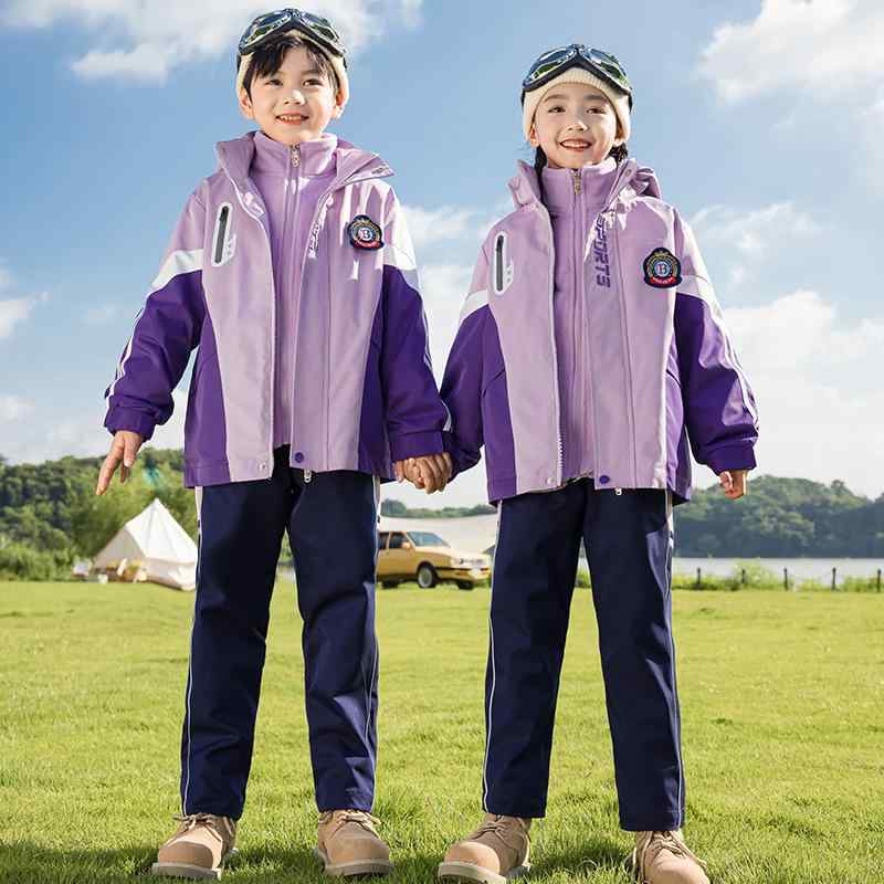 スポーツウェア キッズ 小学生 幼稚園児 男女兼用 ウィンドブレーカー スクールユニフォーム 通学 遠足 アウトドア 普段使い ポリエステル ソフトな肌触り 取り外し可能フード ジップアップ 運動着 団体服 セットアップ 上下 3点セット 春秋冬