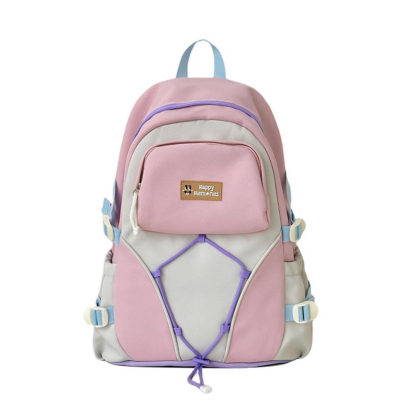 リュックサック 女の子 負担軽減 軽量 バイカラー かわいい 中学生 高校生 学生用 通学カバン A4対応 ナイロン パープル イエロー S字ショルダー カジュアル