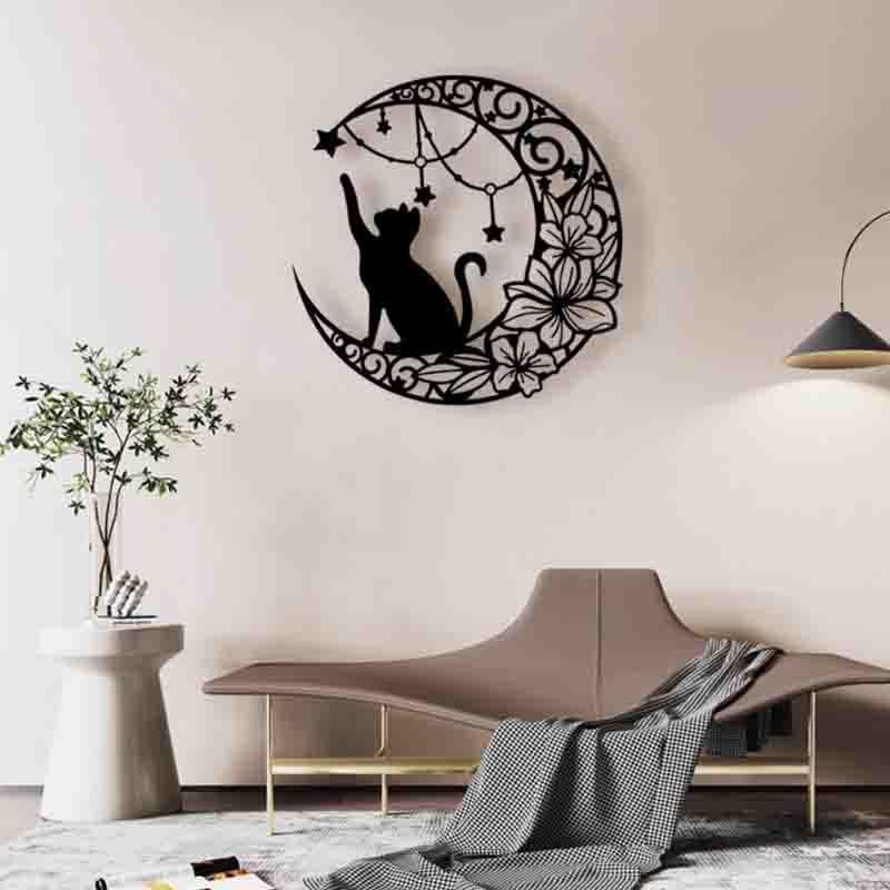 猫のデザイン 壁掛け　インテリア　アンティーク 木製の可愛い 猫のインテリアサイン オーナメント キャットドア ネコ