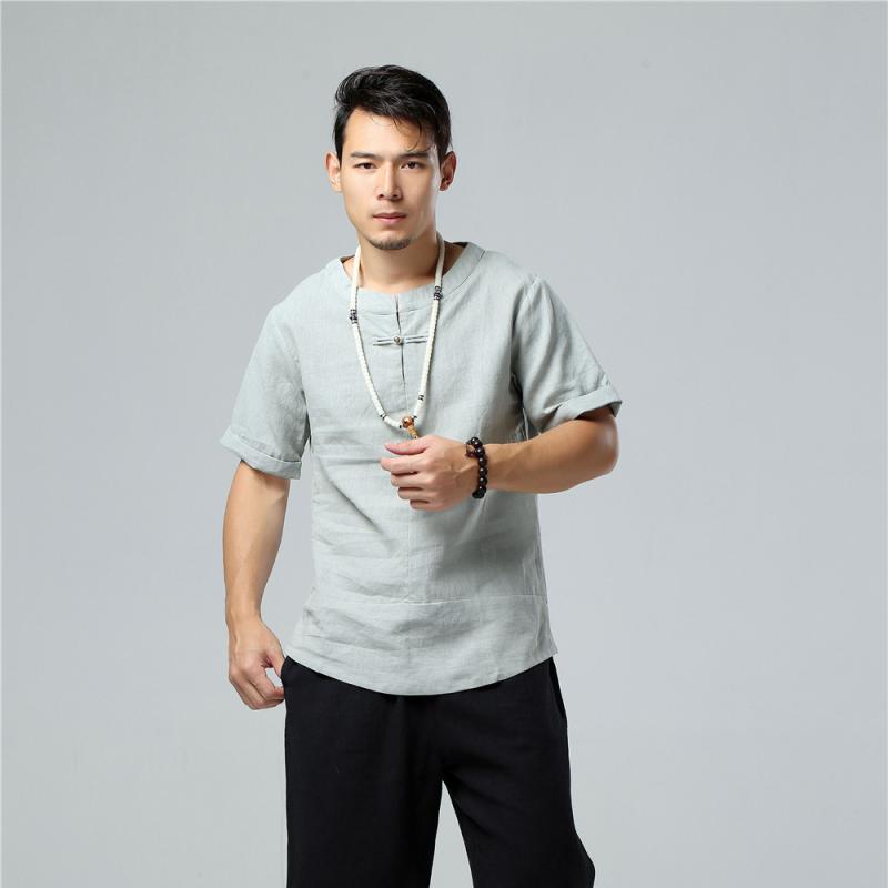 Tシャツ メンズ 吸汗速乾 接触冷感 麻素材 クルーネック 半袖 無地 銅ボタン ゆったり リラックスフィット 大人カジュアル 夏 部屋着 トップス 男性用