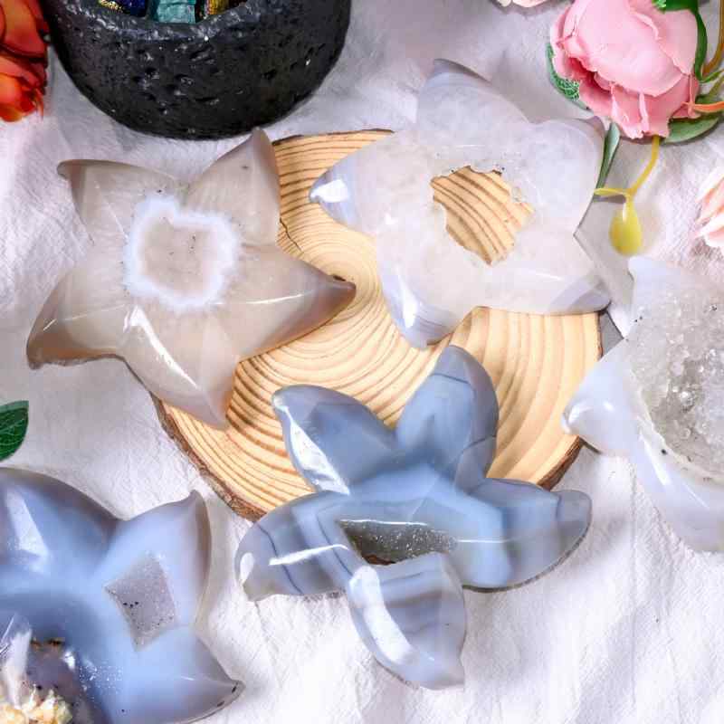 置物 天然瑪瑙晶洞 ヒトデ 彫刻 原石研磨 水晶工芸品 パワーストーン インテリア 玄関 リビング 卓上 飾り モダン オブジェ 癒し
