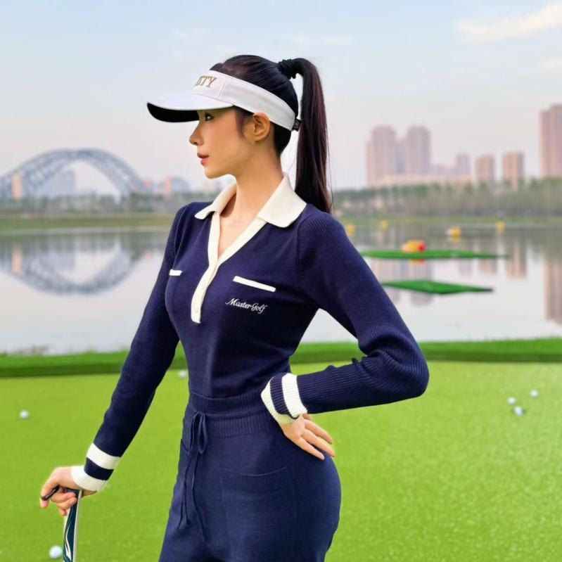 ゴルフウェア レディース 秋冬 ニット オールインワン パンツ ストレッチ 伸縮性 防寒 保温 暖かい 無地 綿混 ビスコース カジュアル ゴルフ練習 スポーツウェア|モズラボ