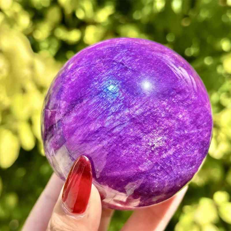 水晶玉 パープルムーンストーン 天然石 パワーストーン おしゃれ かわいい ライトラグジュアリー 高級感 卓上 置物 インテリア 飾り ギフト プレゼント 風水 ヒーリング 紫色