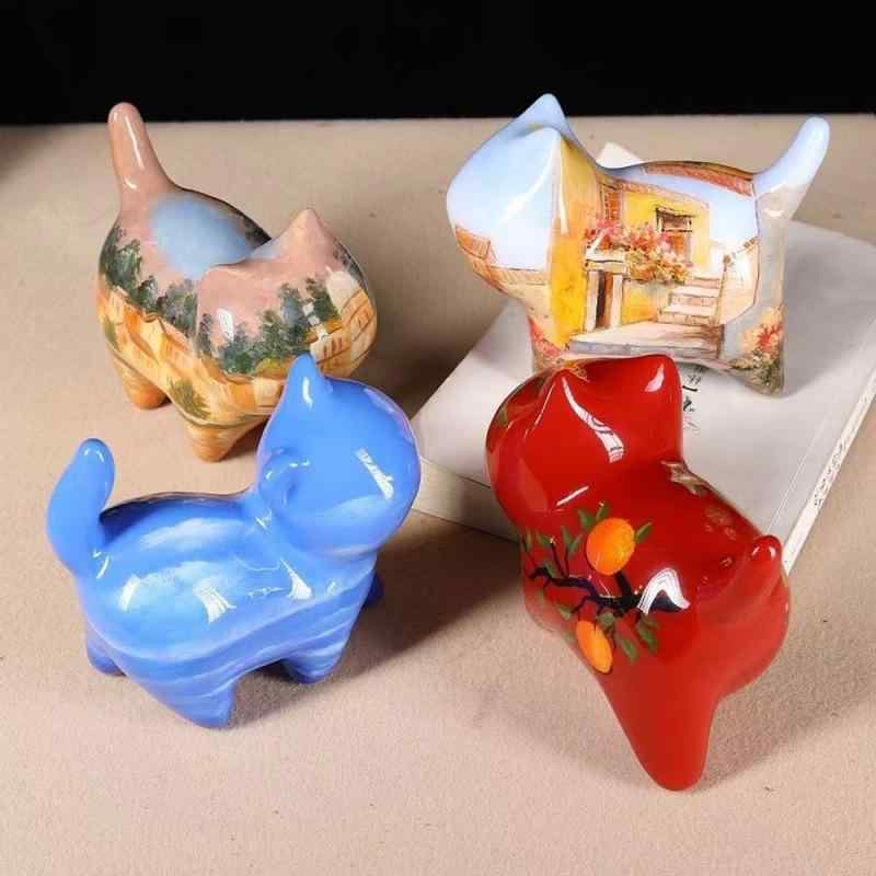 楽天市場】置物 ネコ 紫檀 サンダルウッド 木製 大漆 漆塗り 流し込み