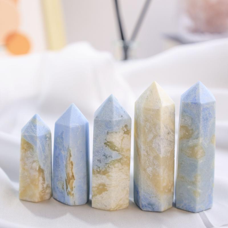 水晶 天然 ブルースピリット 六角柱 ポイント エネルギー 風水 開運 浄化 現代的 インテリア 卓上 置物 お守り 幸運 アイテム