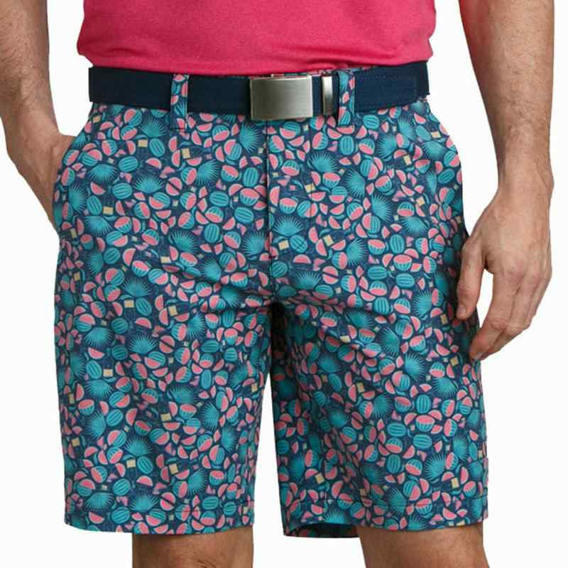 ゴルフパンツ メンズ 速乾 軽量 ショートパンツ スポーツ トレーニング アクティブウェア カジュアルウェア プリント柄 夏季 ポリエステル混紡 ネイビー