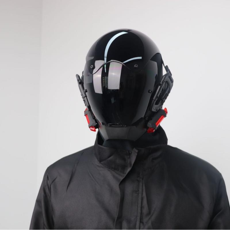 マスク 大人用 メンズ レディース LED 発光 光る フルフェイス サイバーパンク メカニック コスプレ 仮装 変装 ハロウィン クリスマス パーティー イベント 舞台 演出 フェイスマスク