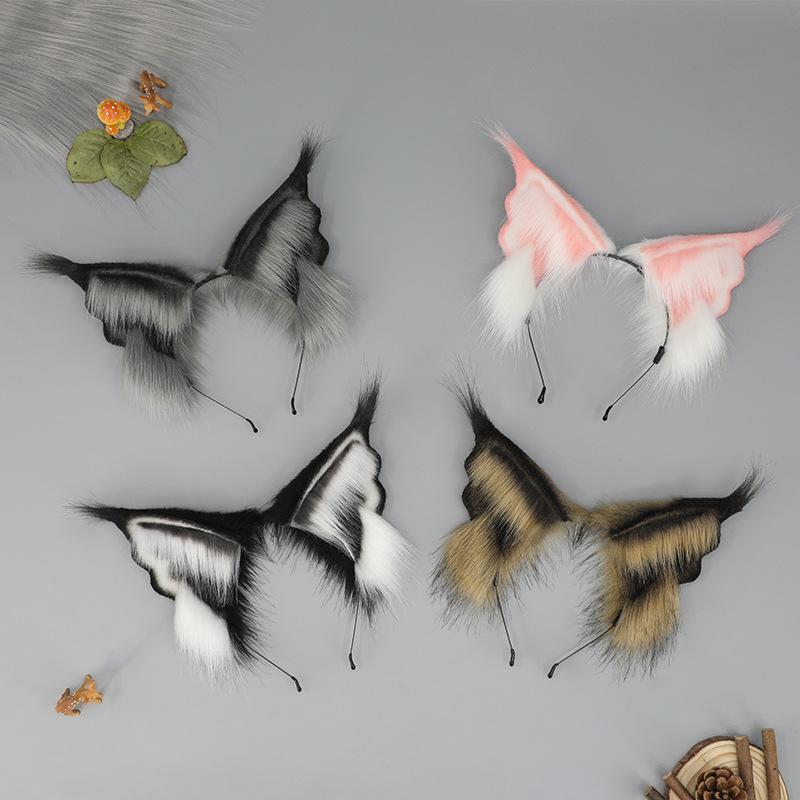 カチューシャ ユニセックス ハンドメイド フェイクファー ふわふわ 獣耳 猫耳 オオヤマネコ アニマル コスプレ ハロウィン イベント 仮装 変装 ヘッドバンド ヘアアクセサリー