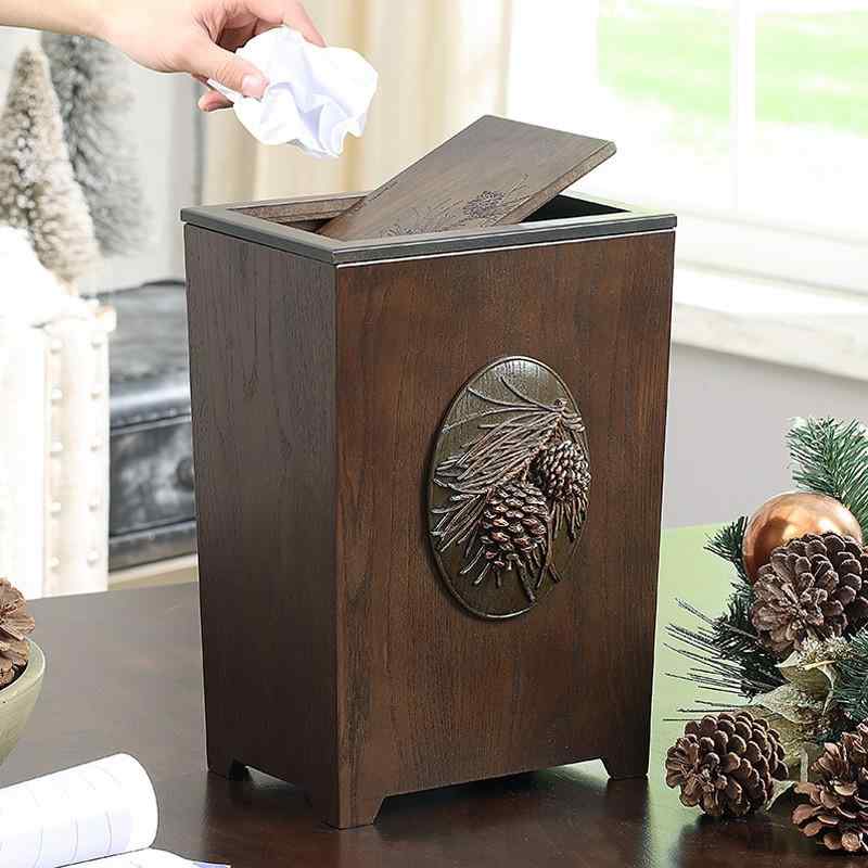 ゴミ箱 木製 蓋つき 静音開閉 スイング蓋 大型 おしゃれ ダストボックス スクエア型 8L 家庭用 リビング キッチン トイレ ホテル オフィス用