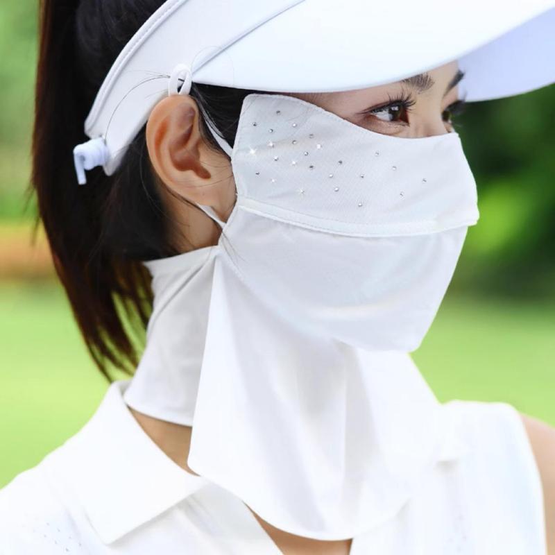 フェイスカバー レディース ゴルフ 接触冷感 UVカット 日焼け防止 通気性抜群 耳掛けタイプ 首までカバー スポーツ アウトドア マスク