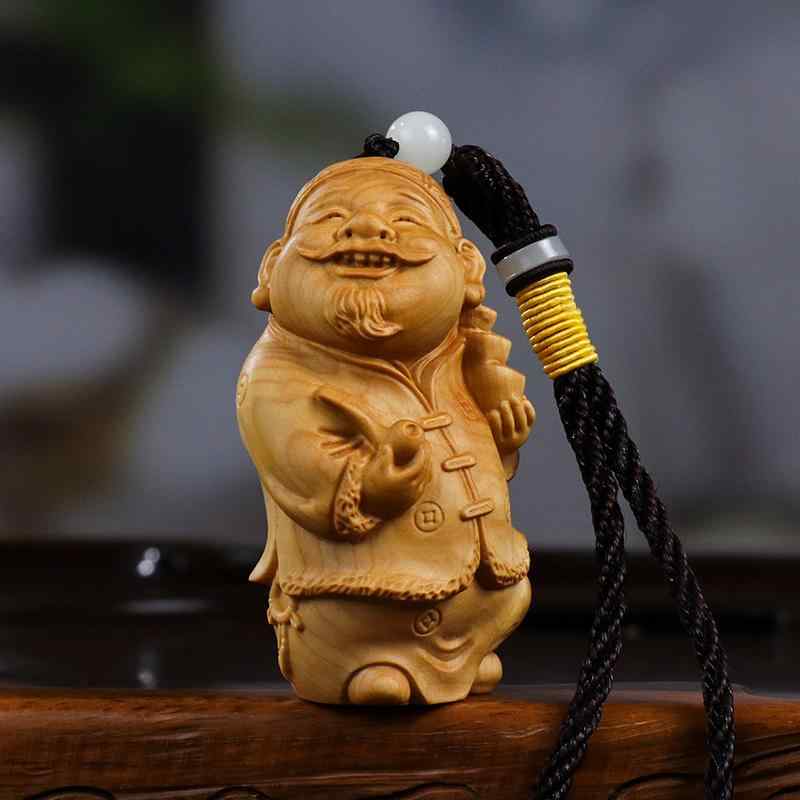 置物 小葉黄楊木製 手彫り 中国風 伝統工芸品 手に馴染む 開運 招財 金運アップ 縁起物 風水アイテム インテリア オブジェ リビング 玄関 書斎飾り