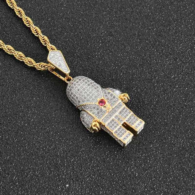 ネックレス メンズ かわいい アストロノーツ ペンダント 煌めくジルコニア ヒップホップ ストリート 欧米風 おしゃれ カジュアル ツートンカラー 銅製 個性派 プレゼント